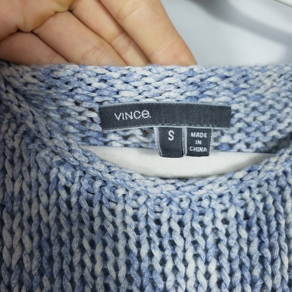 Vince Drop Shoulder Loose Knit Rolled Neckline Blue Sweater Style Size S - Picture 8 of 16